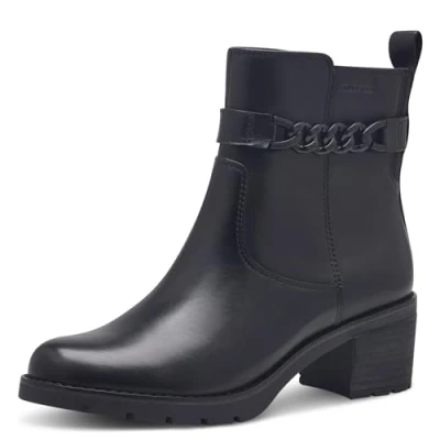 Abbildung von TAMARIS COMFORT Damen Stiefeletten mit Absatz aus Leder Blockabsatz, Schwarz (Black Nappa), 41 EU