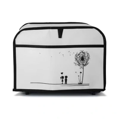 Abbildung von kwmobile Hülle für 2 Scheiben Toaster Staubschutz Abdeckhaube Toasterabdeckung in Schwarz Weiß Pusteblume Love 19 x 20,3 28 cm