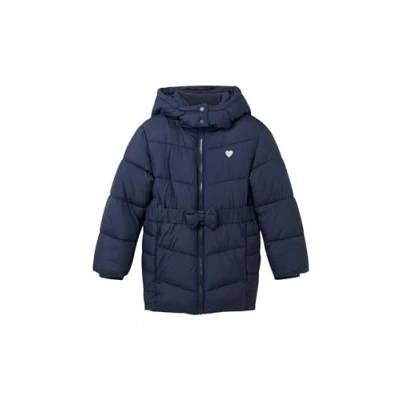 Abbildung von TOM TAILOR Mädchen 1038503 Wintermantel mit Kapuze &amp; Gürtel, 10668 sky Captain Blue, 104/110