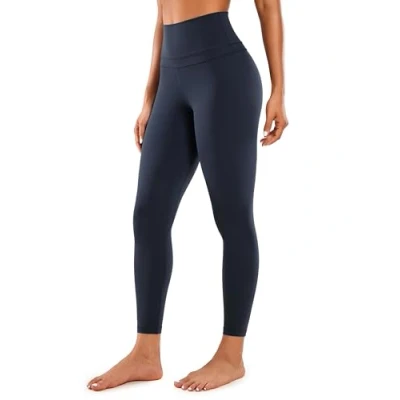 Abbildung von CRZ Yoga Damen Naked Feeling Sport Leggings High Wasit Sporthose Yogahose Blickdicht Lange Leggins 64cm Marine 44