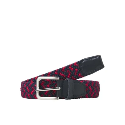 Abbildung von Jack &amp; Jones Jacspring BELT NOOS Flechtgürtel, Herren, Größe: 90, Navy blazer detail:red mix