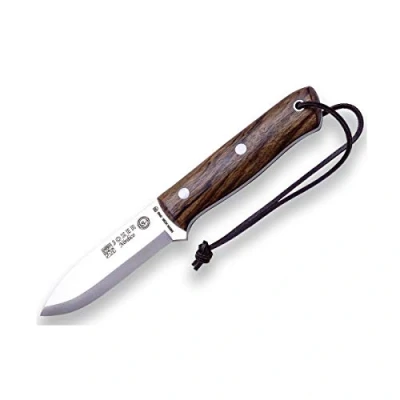 Abbildung von Joker Jagdmesser BS9 Nórdico CN115 P mit Walnussholzgriff, Gürtelmesser 10 cm Klinge Sandvik 14C28N Stahl, Lederscheide Feuerstahl, Werkzeug zum Angeln, Jagen, Camping und Wandern