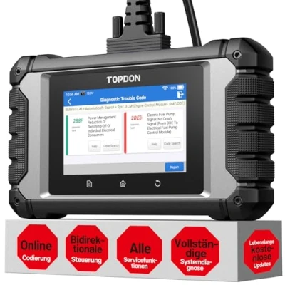 Abbildung von TOPDON OBD2 diagnosegerät Auto ArtiDiag Eu, Vollsystem Diagnose für Mercedes Benz, BMW und V.A.G, ECU Online Codierung, Bidirektionale Steuerung, Alle Resets, lebenslange kostenlose Updates