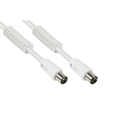 Abbildung von Good Connections SAT TV Antennenkabel Koax Stecker an Buchse 2x Mantelstromfilter (Ferritkern), Doppelschirmung, Schirmmaß &gt; 95dB weiß, 15 m
