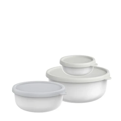 Abbildung von Mepal Mikrowellengeschirr set 3 teilig Lumina Frischhaltedosen mit Deckel für Kühlschrank, Gefrierschrank, Dampfgarer &amp; Mikrowelle Aufbewahrungsbox 250 + 750 1500 ml White