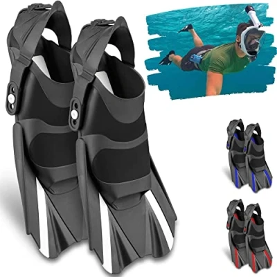 Abbildung von Khroom Kurze Flossen Erwachsene zum Schnorcheln Gr. 36 47 Verstellbare Kurzflossen Schnorchelflossen Made in Italy Premium Taucherflossen mit Umhängetasche Schwimmflossen (Weiß, 41)