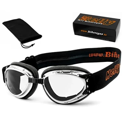 Abbildung von HELLY® No.1 Bikereyes® Motorradbrille, Bikerbrille winddicht, gepolstert, beschlagfrei, HLT® Sicherheitsglas nach DIN EN 166 TOP Tragegefühl bei langen Ausfahrten Motorradbrille: 1331c n