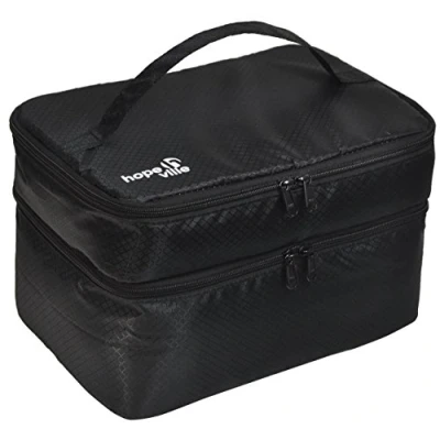 Abbildung von HOPEVILLE Extra großer Reise Organizer für Damen, Premium Kosmetiktasche und Kulturtasche Unterwäsche, Kosmetik, Accessoires Toilettenartikel (Schwarz)