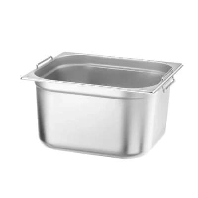 Abbildung von HENDI Gastronormbehälter, mit Griffen, Temperaturbeständig von 40 bis 300C, Heissluftöfen Kühl und Tiefkühlschränken Chafing Dishes Bain Marie, 17L, GN 2/3, 354x325x(H)200mm, Edelstahl