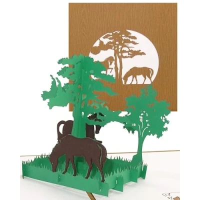 Abbildung von Pop Up Karte Wildpferde in Natur Pferde Karten 3D als Geburtstagskarte, Geschenk &amp; Einladungskarten zum Geburtstag Kindergeburtstag Dekoration, Deko Pferd Modell Geschenkverpackung