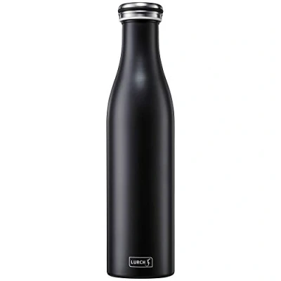 Abbildung von Lurch 240928 Isolierflasche / Thermoflasche für heiße und kalte Getränke aus doppelwandigem Edelstahl, 0,75l, Mattschwarz