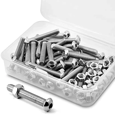 Abbildung von (40 Sätze) M5 0,8 x 20mm Innensechskantschrauben und Muttern Set 304 Edelstahl 18 8 Rundkopfschrauben