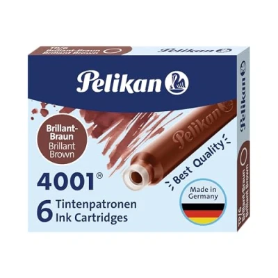 Abbildung von Pelikan 311928 Tintenpatrone 4001, braun, 6 Patronen in der Faltschachtel, 100 Stück (1er Pack)