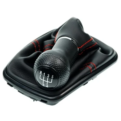 Abbildung von L &amp; P Car Design L&amp;P A253 3 Schaltsack Schaltmanschette Schwarz Naht Rot Schaltknauf 5 Gang 12mm kompatibel mit VW Golf 4 IV Rahmen Knauf Plug Play Ersatzteil für 1J0711113