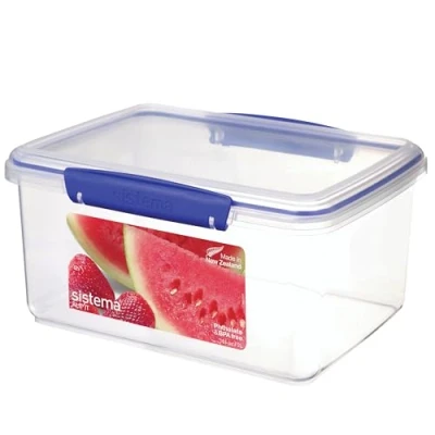 Abbildung von Sistema KLIP IT Frischhaltedose 3 l stapelbare und luftdichte Vorratsdose mit Deckel geeignet für Kühl /Gefrierschrank BPA freier Kunststoff blaue Clips 1 Stück