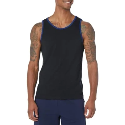 Abbildung von Amazon Essentials Herren Tanktop, Schmale Passform, Schwarz/Blau, XL