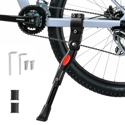 Abbildung von Oderra Verstellbarer Fahrradständer Mountainbike aus Aluminiumlegierung rutschfeste Gummifüße, Schwarz, Passend für 24&quot;, 25&quot;, 26&quot;, 27&quot;, 700C, BMX, ATT