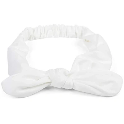 Abbildung von styleBREAKER Damen Haarband einfarbig mit Schleife und Gummizug, Stirnband, Headband, Pinup, Rockabilly, Haarschmuck 04026035, Farbe:Weiß