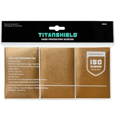 Abbildung von TitanShield Premium Gold 150 Sleeves Standard Size Board Game Trading Card Deck Protector for Magic The Gathering MTG, Baseball Collection, Dropmix