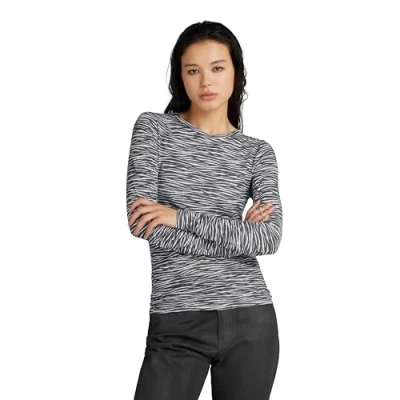 Abbildung von g Star zed Allover SLIM Langarmshirt, Damen, Größe: Medium, Grey asphalt