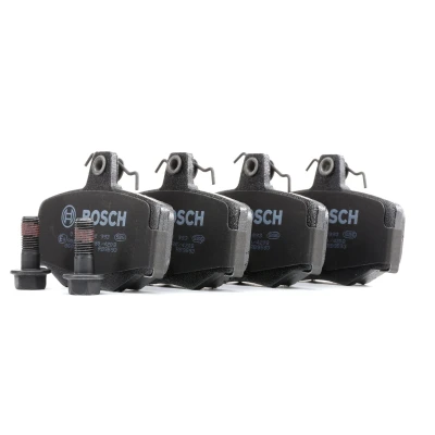 Abbildung von BOSCH 0 986 460 993 Bremsbelagsatz Low Metallic mit Schrauben, Montageanleitung, Anti Quietsch Blech Zubehör NISSAN: Almera II Hatchback