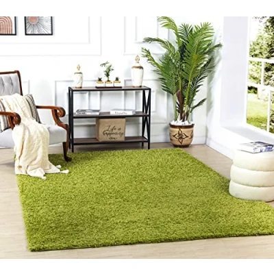 Abbildung von Surya Home Shaggy Berber Teppich Flauschiger für Wohnzimmer, Esszimmer, Schlafzimmer, Langflor Hochflor flauschig groß 120x170 cm, Wohnzimmerteppich in Grün