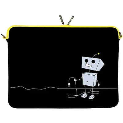 Abbildung von Digittrade LS156 10 Peppy Love Designer Tablethülle 10.1 Zoll universal Neopren 9,7 bis 10,2 (25,9 cm) Tablet Tasche Sleeve Roboter schwarz grau