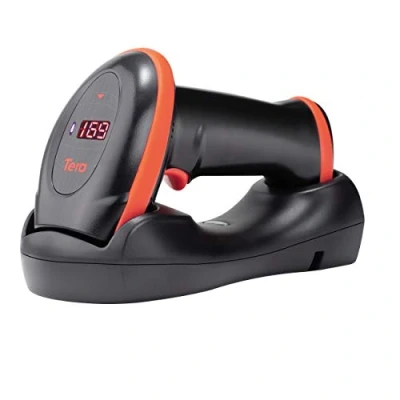 Abbildung von Tera Barcode Scanner Bildsensor 2D 1D QR Wireless 2,4 GHz mit Ladestation USB Kabel Digitaler Bildscanner für Lagerhalle, Bibliothek, Geschäft, PDF417 auf Führerschein, HW0008