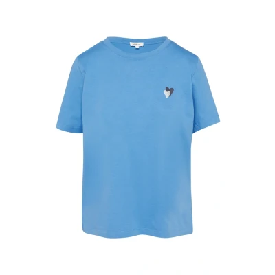 Abbildung von T Shirt im Relaxed Fit mit Herz Stickerei Royalblau 40