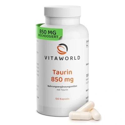 Abbildung von vitaworld Taurin 850 mg, hochdosiert, reines ohne Zusatzstoffe, vegan, 130 Kapseln