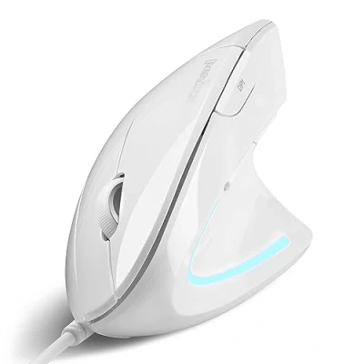 Abbildung von Perixx PERIMICE 513W Vertikale USB Maus mit Kabel, Weiß 6 Tasten 1000/1600 DPI Rechtshänder Design