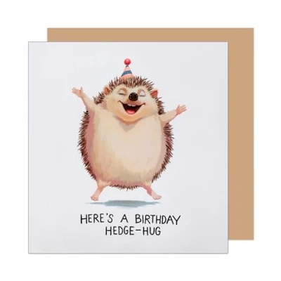 Abbildung von Edition Seidel Premium quadratische Geburtstagskarte mit Umschlag. Glückwunschkarte Happy Birthday Billet Karte für Mann Frau Freundin Freund Kind Igel lustig Hedge Hug (GQ378 SW025)