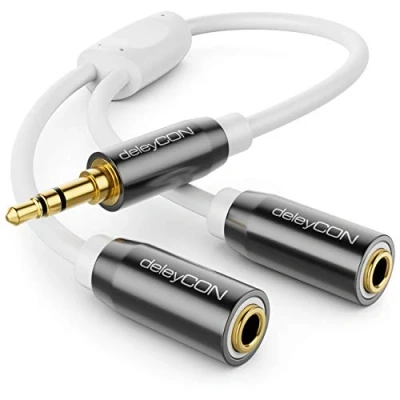 Abbildung von deleyCON 0,20m Audio Klinken Y Splitter Kabel AUX 3,5mm Stecker auf 2X Buchse Stereo Klinke Adapter