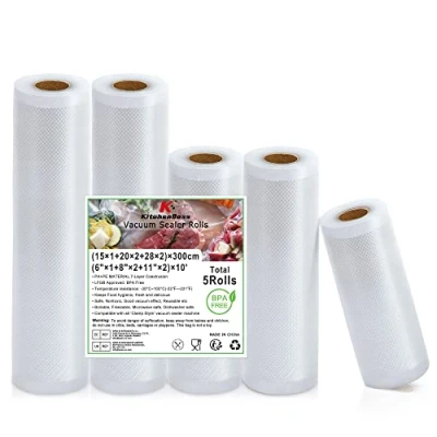 Abbildung von KitchenBoss Vakuumierbeutel Vakumierfolienrollen Vakuumbeutel Vakuumierfolie Vakumierbeutel：Vakuumrollen BPA Frei Folienrollen Lebensmittel für Vakuumierer Sous Vide Beutel 15/20/28x300cm 5 Rollen