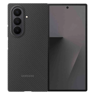 Abbildung von Samsung Galaxy Z Fold 7 Hülle Kohlefaser Original Backcover Handyhülle Schwarz