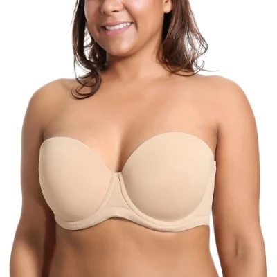Abbildung von DELIMIRA Damen Trägerloser BH Bügel mit geformte Cups Beige 85C