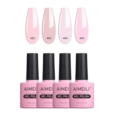 Abbildung von AIMEILI UV LED Gellack mehrfarbig ablösbarer Gel Nagellack Nude Nail Polish Set 4 x 10ml Kit Nummer 27