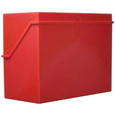 Abbildung von helit H6214525 Karteikarten Box „the index“ DIN A5 quer, Kleinkartei rot für ca. 500 Karten