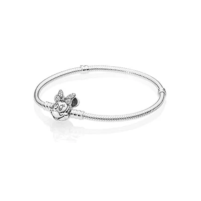 Abbildung von PANDORA Disney Pavé Minnie Maus Kugelverschluss Schlangen Gliederarmband Sterling Silber 19 cm