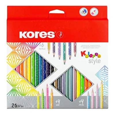 Abbildung von Kores Kolores Style Buntstifte, 26 Farben inklusive trendiger Metallic , Neon &amp; hübsche Pastelltöne, BB93320