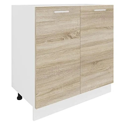 Abbildung von VCM Küchenschrank Breite 80 cm Drehtüren Unterschrank Küche Küchenmöbel Esilo Weiß/Sonoma Eiche