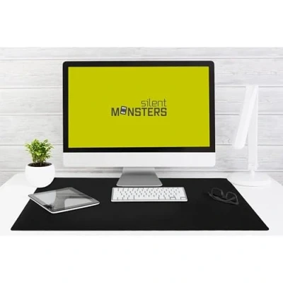 Abbildung von Silent Monsters Mauspad XXXL 900 x 600 mm großes Mousepad Groß Schwarz Vernähter Rand rutschfest Gaming Büro Office Homeoffice Tastatur XXL 90 60 cm Mouse Pad Mat alle Maus Arten