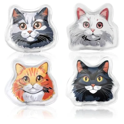 Abbildung von com four® 4X Taschenwärmer wiederverwendbar Handwärmer mit Katzen Motiv Wärmepad für kalte Tage und unterwegs Wärmeknickkissen (4 Stück Katze bunt)