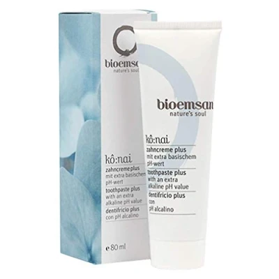 Abbildung von Bioemsan Zahncreme Plus Natürliche Bio Kräuter &amp; Mineralien für effektiven Kariesschutz, Langzeit Frische, sanfte Zahnfleischpflege, umweltfreundlich, frei von schädlichen Zusätzen, 80ml