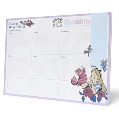 Abbildung von Grupo Erik Wochenplaner Block A4 Kalender Planer Disney Alice im Wunderland Tischkalender Tischplaner ohne Datum Schreibtischunterlage Papier