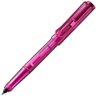 Abbildung von Lamy balloon Tintenroller 311 Volltransparenter Rollerball in der Farbe Pink Mit markantem Griffstück und pulverbeschichtetem Metallclip Tintenrollerpatrone Strichbreite B