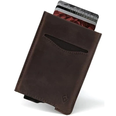 Abbildung von AKIELO Geldbörse mit RFID Schutz und Geschenkbox Stylisches Leder Herren Geldbeutel Kontaktloser Kreditkartenschutz Wallet (Alpha Dunkle Mokka Ausgabe)