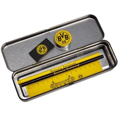Abbildung von Borussia Dortmund Unisex Jugend Schreibset mit Metallbox, Exklusives BVB Schulset, schwarzgelb, 21x7x4 cm
