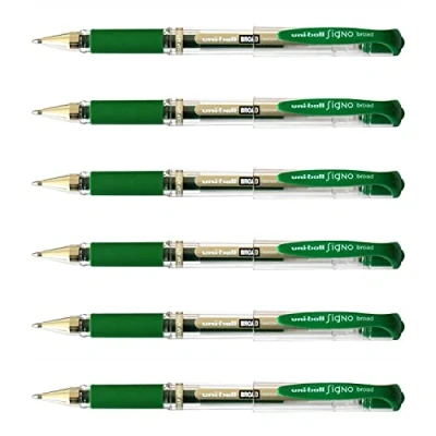 Abbildung von UNI BALL Signo Broad UM153C Gel Tintenroller, breite Spitze, 1 mm, Grün, 6 Stück