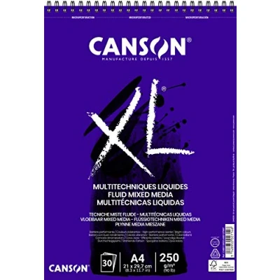 Abbildung von CANSON XL® Fluid Mixed Media, Block für flüssige Mischtechniken, DIN A4, 30 Blatt, 250 g/m²
